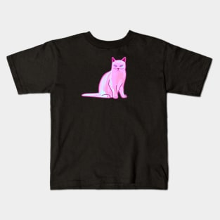 Pastel Pink Cat Kids T-Shirt